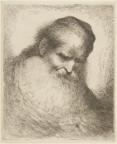 Hode av en skjeggete gammel mann av Giovanni Benedetto Castiglione