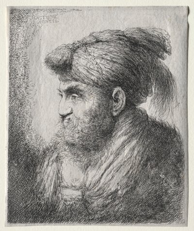 Leder for en mann i orientalsk turban av Giovanni Benedetto Castiglione