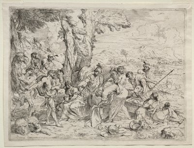 Laban søker etter idoler i Rachels bagasje av Giovanni Benedetto Castiglione