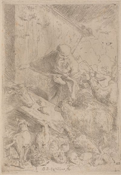 Noah og dyrene som går inn i arken av Giovanni Benedetto Castiglione