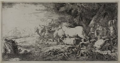 Noah og dyrene som går inn i arken av Giovanni Benedetto Castiglione