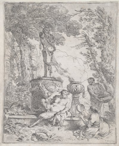 Pan Liggende foran en Herm av Giovanni Benedetto Castiglione