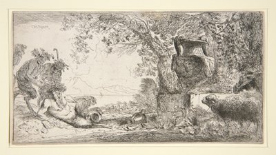 Pan Sittende overfor en vase av Giovanni Benedetto Castiglione