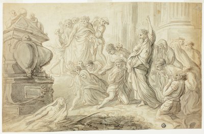 Oppdra av Lasarus (recto); Reisende med handlevogn Outside Inn (verso) av Giovanni Benedetto Castiglione