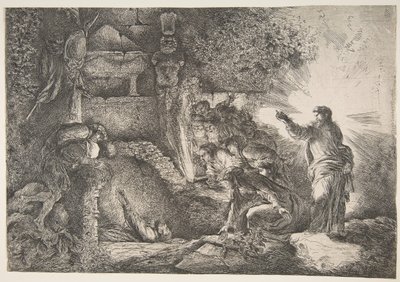 Oppdragelsen av Lasarus, 1645-1650. av Giovanni Benedetto Castiglione