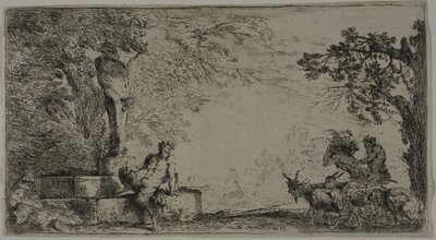 Satyr hviler under en Herm av Giovanni Benedetto Castiglione