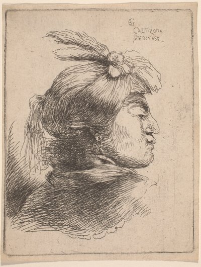 Lite orientalsk hode av Giovanni Benedetto Castiglione