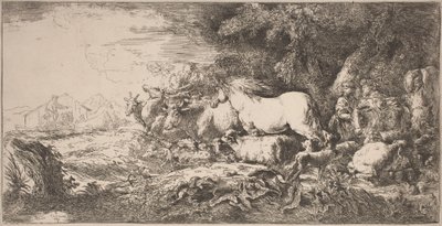 Dyrene som går mot arken av Giovanni Benedetto Castiglione