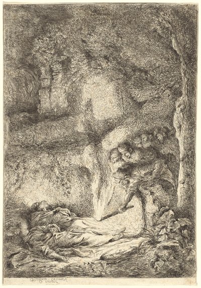 Likene til de hellige Peter og Paul skjult i katakombene av Giovanni Benedetto Castiglione