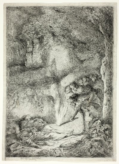Likene til de hellige Peter og Paul skjult i katakombene av Giovanni Benedetto Castiglione