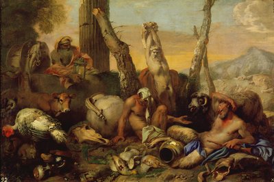 The Fable of Diogenes, leter med en lykt etter en god mann av Giovanni Benedetto Castiglione