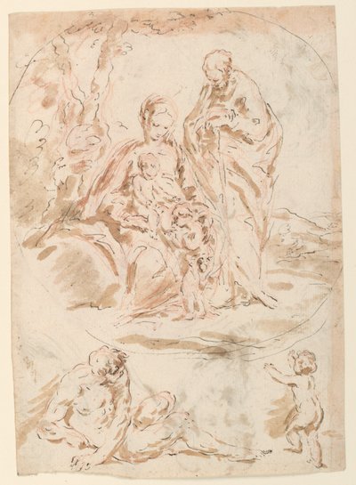 Den hellige familie av Giovanni Benedetto Castiglione