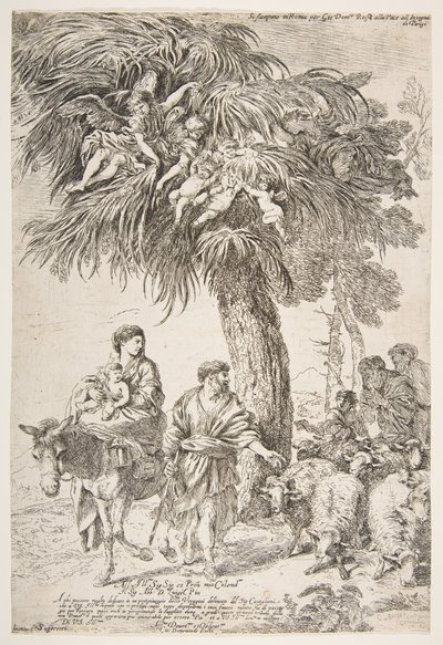 Den hellige familie på flukt til Egypt, ca. 1647. av Giovanni Benedetto Castiglione