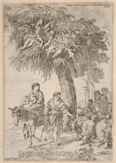 Den hellige familie på flukt til Egypt, ca. 1647. av Giovanni Benedetto Castiglione