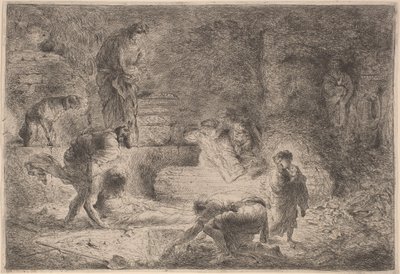 Tobit begraver de døde av Giovanni Benedetto Castiglione