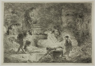 Tobit begraver de døde av Giovanni Benedetto Castiglione