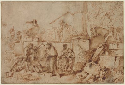 Tobit begraver de døde, 1640-tallet. av Giovanni Benedetto Castiglione