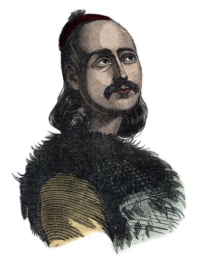 Markos Botsaris (Marco Botzaris) general and hero of the Greek War of Independence 1788-1823 - engraving by Giovanni Boggi av Giovanni Boggi