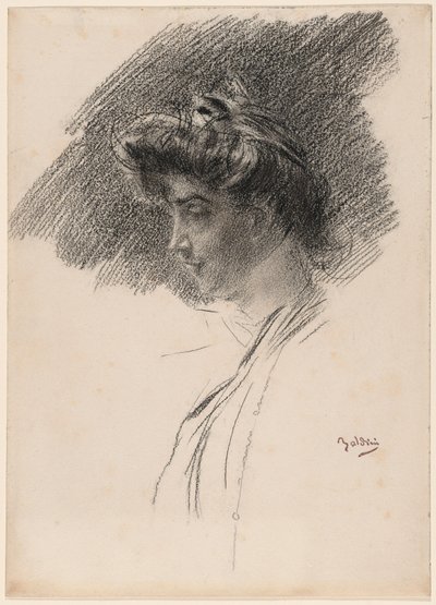 Byste av en ung kvinne i profil av Giovanni Boldini