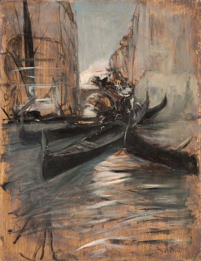 Kanal med gondoler, Venezia, Italia, 1910-14 av Giovanni Boldini
