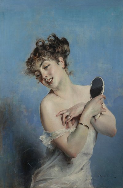 Avkledd ung kvinne Toalettet, ca. 1880 av Giovanni Boldini