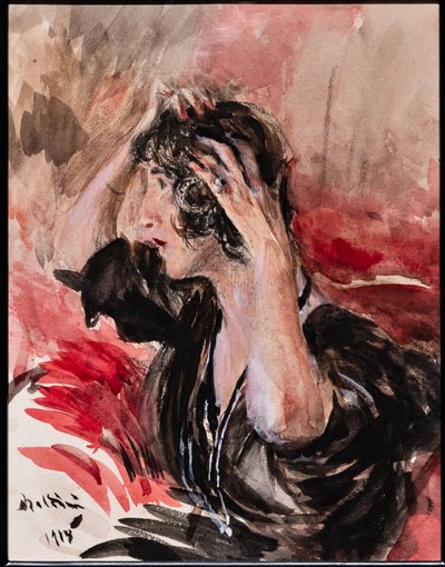 Jente som ser seg selv i speilet av Giovanni Boldini