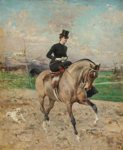 Rytter. Alice Régnault til hest, 1878. av Giovanni Boldini