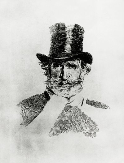 Portrett av Giuseppe Verdi (1813-1901), italiensk komponist, tegning av Giovanni Boldini (1842-1931) av Giovanni Boldini
