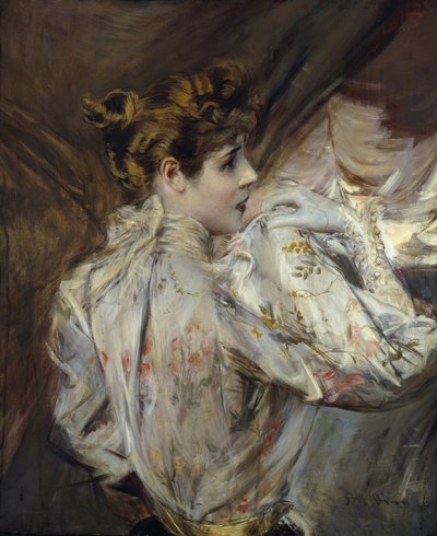Portrett av en ung kvinne i profil Eleonora Duse, ca. 1895. av Giovanni Boldini