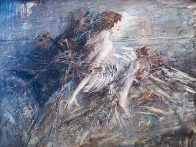 Portrett av Marquise Casati med påfuglfjær av Giovanni Boldini