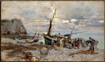 Fiskebåtenes hjemkomst, Étretat av Giovanni Boldini