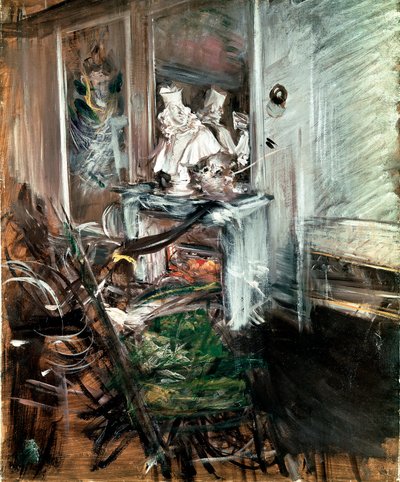 "Kardinalen" av Bernini i malerens rom. Maleri av Giovanni Boldini (1842-1931) ca. 1899. Olje på lerret. Mål: 53x46cm. Pistoia, Boldini-samlingen av Giovanni Boldini