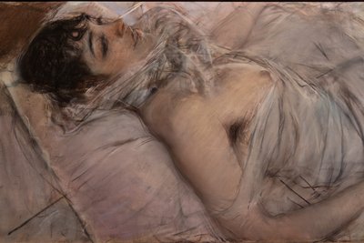 Grevinnen av Rasty Reclining, detalj av Giovanni Boldini