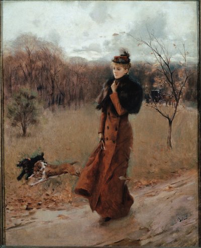 The Walk to the Park i Napoli (olje på lerret) av Giovanni Boldini