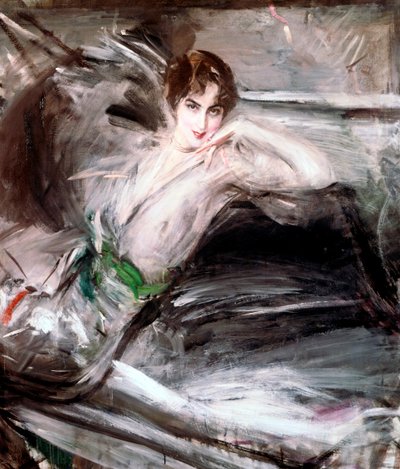 Kvinne satt på stol, c1860 av Giovanni Boldini