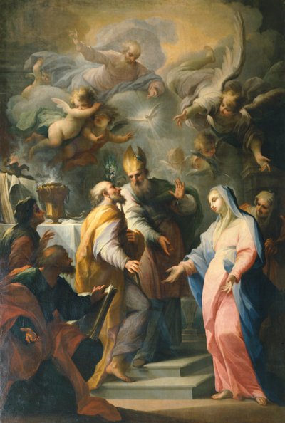 Jomfru Marias ekteskap, av Giovanni Camillo Sagrestani (1660-1731) Santo Spiritos kirke, Firenze, Italia av Giovanni Camillo Sagrestani