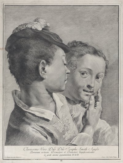 Gutt med hatt som berører ansiktet til en jente, 1743. av Giovanni Cattini
