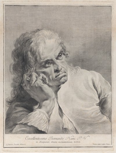 Ettertenksom mann hviler hodet på hånden, 1743. av Giovanni Cattini