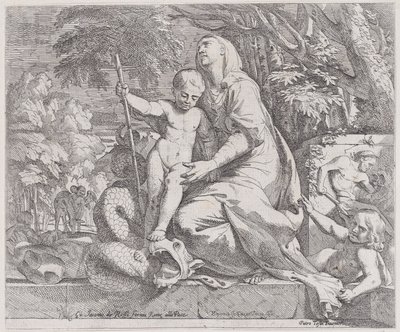 En allegori om resten på flukten til Egypt, 1650-55. av Giovanni Cesare Testa