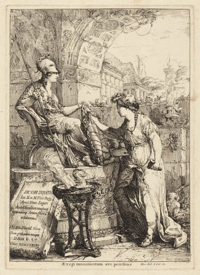 Egi Monumentum (kunst som skriver inn Minervas skjold) av Giovanni David