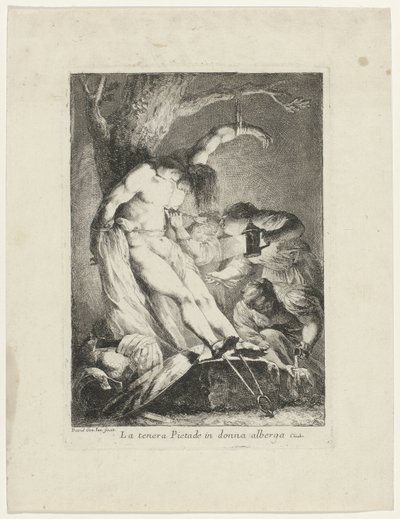 Saint Sebastian tatt vare på av Saint Irene La tenera pietade in donna alberga (tittel på objekt) av Giovanni David