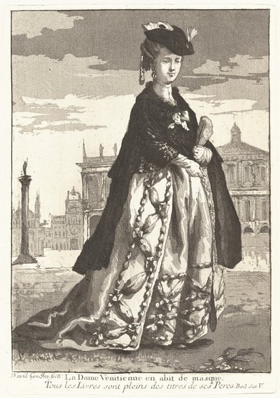 La Dame Venitienne en habit de masque (venetiansk kvinne i karnevalskjole) av Giovanni David