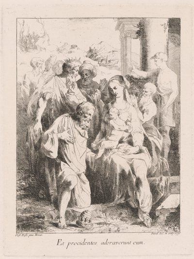 Tilbedelse av magiene av Giovanni David, after Battista Dossi