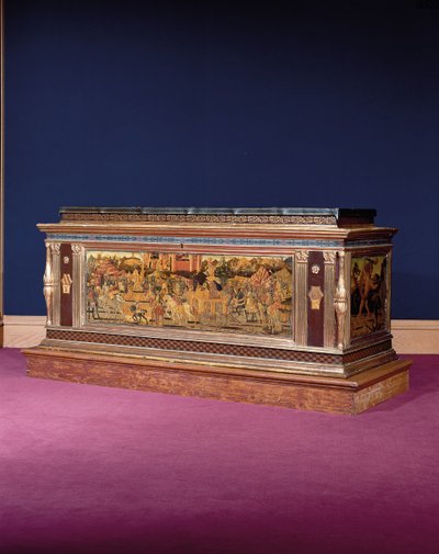 Cassone (tempera på tre og pakkeforgylt tre) (se også 1113941-4) av Giovanni Di Ser Giovanni Lo Sheggia (attr. to) Guidi