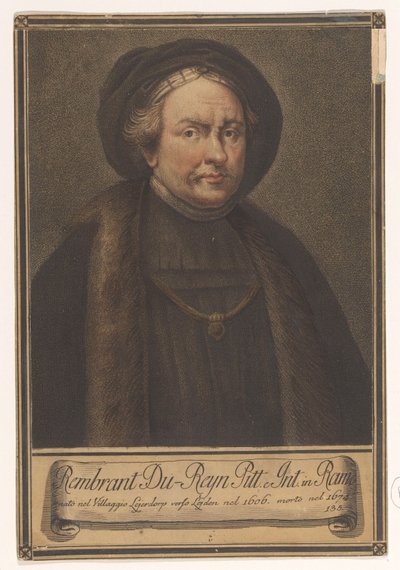 Portrett av kunstneren Rembrandt Harmensz. fra Rhinen Portretter av artister (serietittel) av Giovanni Domenico Campiglia