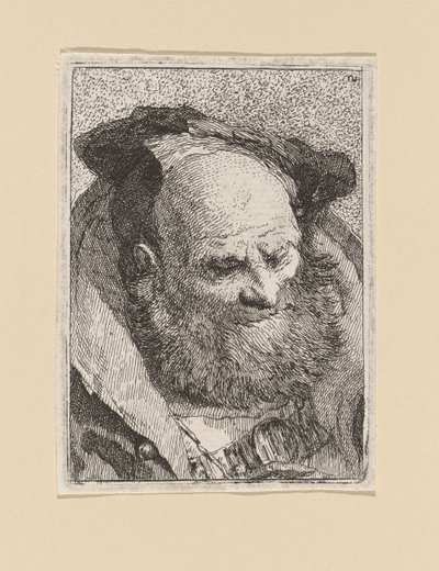 Skjeggete gammel mann, fra Raccolta di Teste (samling av hoder) av Giovanni Domenico Tiepolo