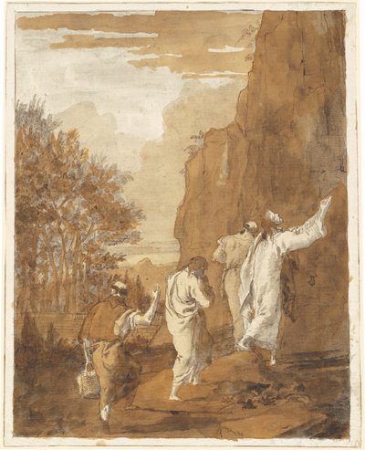Kristus som leder Peter, Jakob og Johannes til det høye fjellet for forvandlingen av Giovanni Domenico Tiepolo