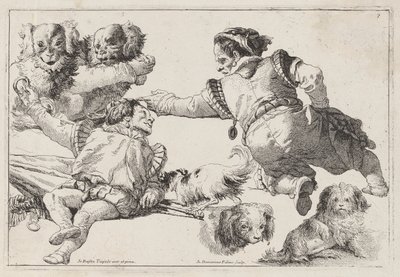Dverger og hunder av Giovanni Domenico Tiepolo