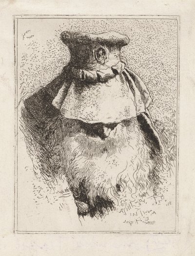 Eldre mann med stor hatt, fra Raccolta di Teste (Hodersamling) av Giovanni Domenico Tiepolo