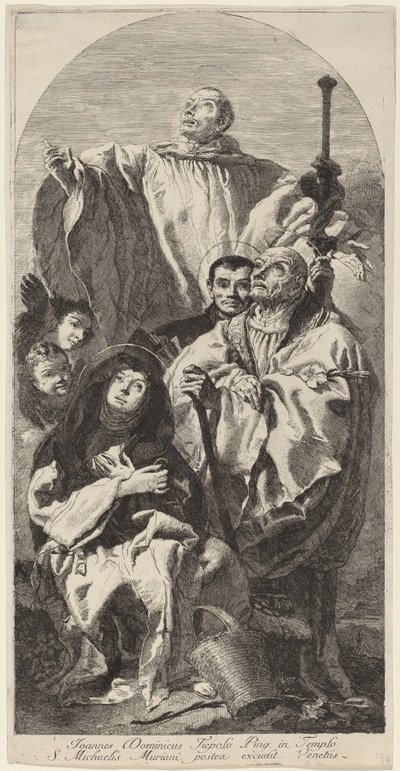 Fire hellige av benediktinerordenen av Giovanni Domenico Tiepolo